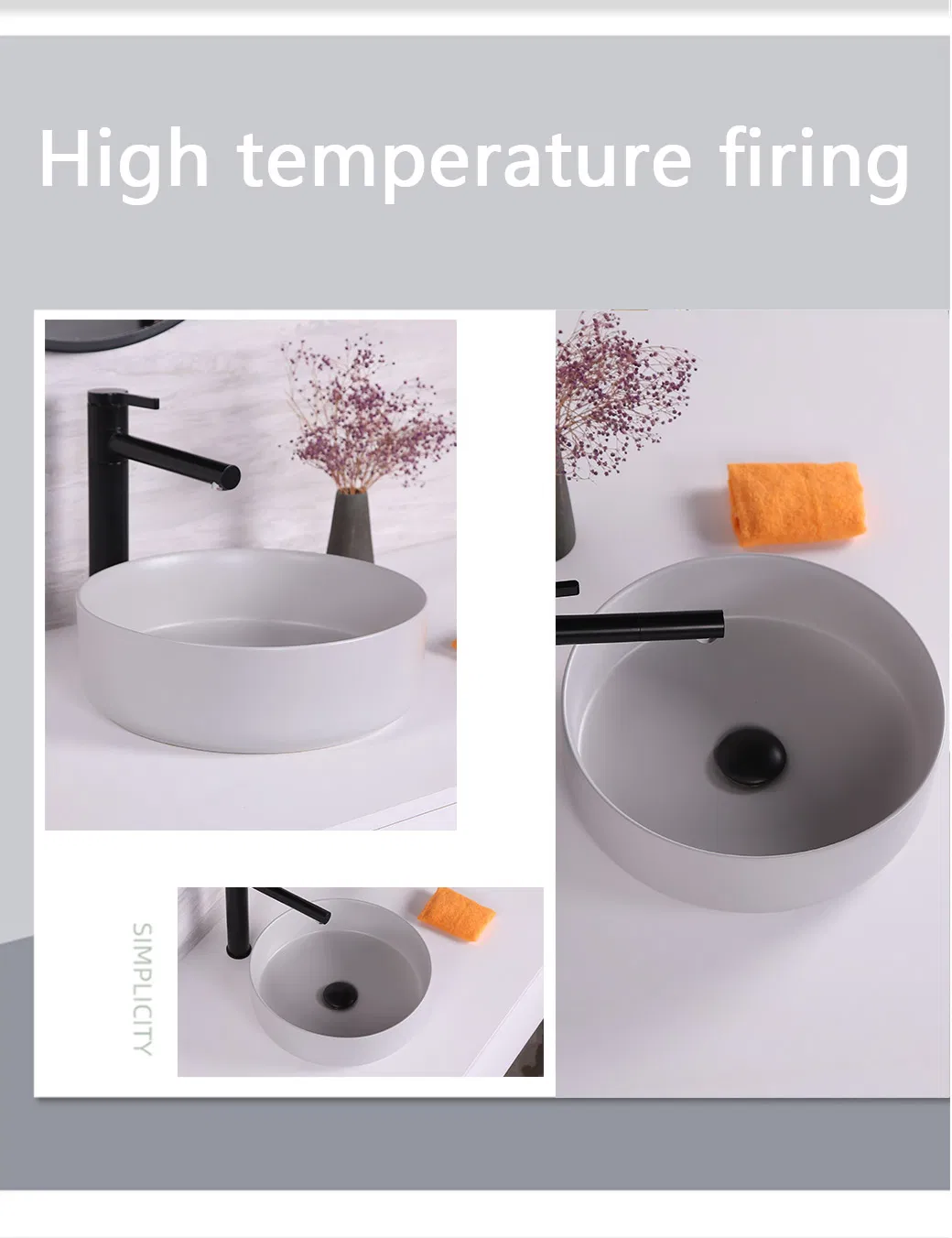 White Color Art Decorated Wash Basin for Bathroom