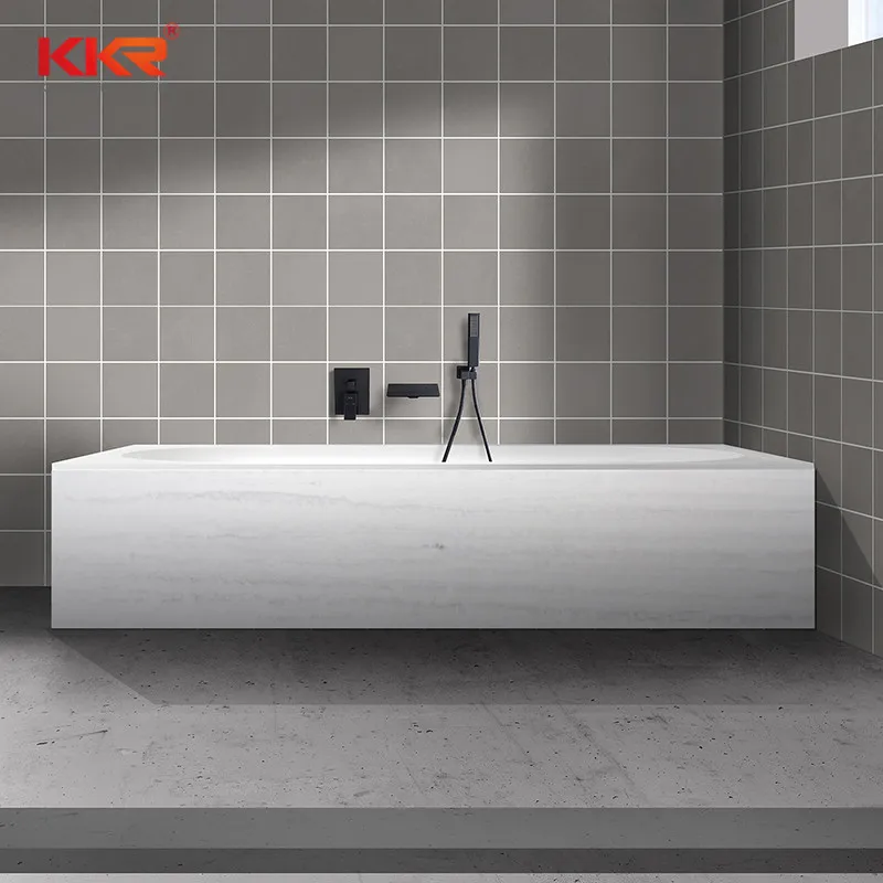 Wholesale Luxury Dark Marble Freestanding Square Solid Stone Bathtub Kkr-B107